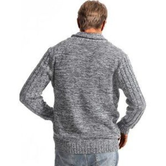 Men's Cardigan Sweater Cable Knitted Slim Fit Grey​ - Picture 3 of 8